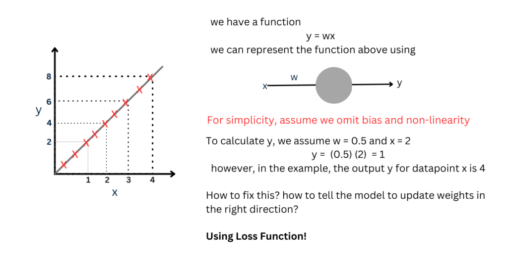 Loss Function to tell the model to update weights in the right direction